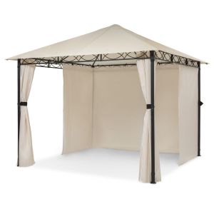 Blumfeldt Mondo Pavillon de jardin avec auvent 295 x 262 x 295cm - Revêtement polyester beige
