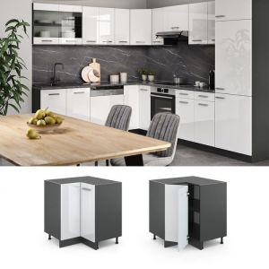 Meuble bas angle VICCO R-Line Anthracite/Blanc Brillant 87 cm