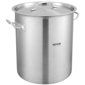VEVOR Marmite Traiteur 39,7 L Faitout avec Couvercle Diamètre 35 cm Hauteur 41 cm Grand Pot en Acier Inoxydable avec Poignée et Passoire Flamme Nue et Induction pour Événement Commercial Restaurant