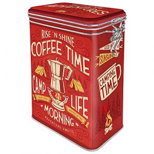 Nostalgic-Art Bo&icirc;te &agrave; caf&eacute; r&eacute;tro, Camp Coffee Time &ndash; Id&eacute;e de cadeau pour fans de camping, R&eacute;cipient avec couvercle aromatique, Design vintage, 1,3 l