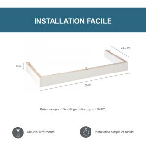 Geberit Réhausse 8cm pour coffrage/habillage Lineo pour bati support wc suspendu - Finition laquée blanche - Pour une installation pour les personnes à