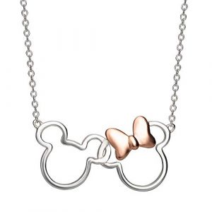 Mickey & Minnie - Collier En Laiton Plaqué Argent & Rose Doré