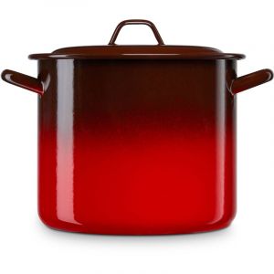 Briebe - Ignea Marmite à Induction 32cm, Faitout 19L avec Couvercle Acier Émaillé Tous Feux Rouge