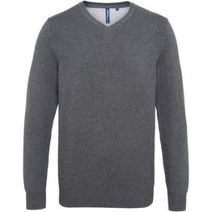 Asquith & Fox - Pull en coton à col V - Homme (M) (Gris foncé) - UTRW5188