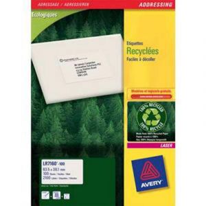Visiodirect Boîte de 6500 étiquettes adresses, laser recyclées blanc, Format 38,1 x 21,2 mm LR7651-100*