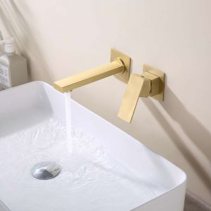 Mitigeur de lavabo encastré or brossé PVD Inox S304 série Thunder