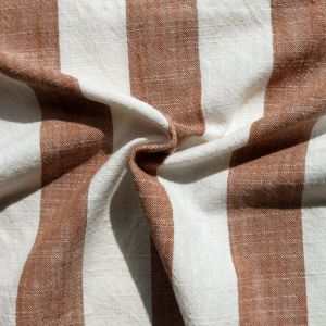 Toile coton flammé rayure terracotta - Mondial Tissus