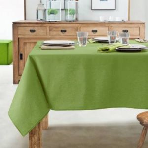 Coucke Nappe en coton traitee teflon brocoli 180 x 180