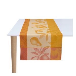 Le Jacquard Français Chemin de table Arrière-pays 100% coton Orange