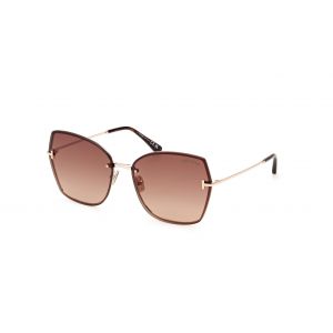 Tom Ford Femme FT1107 NICKIE-02 28F Lunettes de soleil M&eacute;tal Or Marron Papillon Normale Sfumato