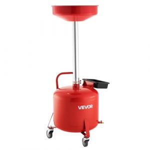 VEVOR R&eacute;servoir de Vidange Huile Usag&eacute;e 30 L, Vidangeur Huile Portable avec Entonnoir R&eacute;glable en Hauteur, Roues, Bo&icirc;te &agrave; Outil, Drainage Transfert Carburant pour Ateliers R&eacute;paration Automobile, Rouge