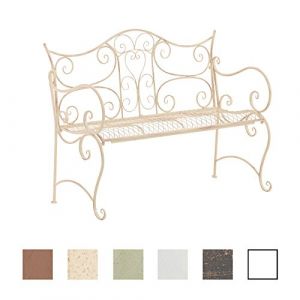 CLP Banc de Jardin Tara - Banquette de Jardin Fer Forgé Style Rustique - 2 à 3 Places - Banquette Confortable - Couleur: crème Antique