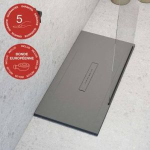 Receveur de douche Poalgi, extraplat, gris ciment, L.70 x l.160 cm, s&eacute;rie Clay