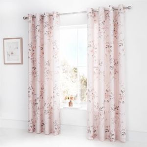 Catherine Lansfield Canterbury Rideaux doublés à œillets Motif Floral Rose pâle 168 x 183 cm