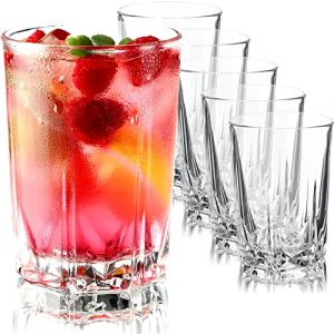 KADAX Lot de 6 verres à eau à paroi épaisse striés pour eau boisson jus fête cocktail boisson (haut 245 ml)