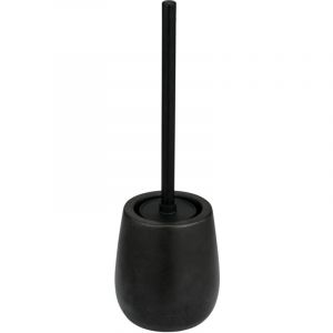 Wenko Porte brosse wc Nerno Tête remplaçable en silicone, Couvercle flexible, Style raffiné, Céramique qualité supérieure, 10,5 x 39,5 cm, Noir