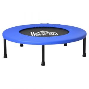 Homcom Mini trampoline de fitness - avec pieds antid&eacute;rapants - charge 100 kg - &Oslash; 81 x 225 cm- bleu et noir