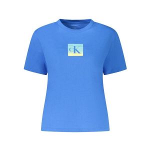 Calvin Klein T-Shirt Manches Courtes Femme Classic Fit Tee en Coton, Bleu (Cobalt Blue), S
