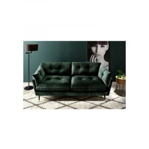 Image de Canapé fixe 3 places Velours vert L 207 x P 93 x H 84cm CAL RN