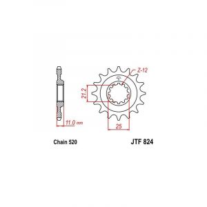 Pignon JT Sprockets Acier pas 520 12 dents - Pour Husqvarna TC 250 06-