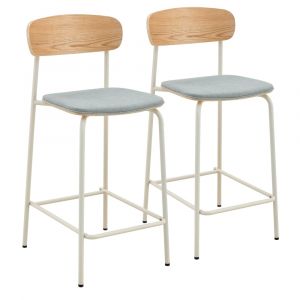 Oviala Lot de 2 chaises hautes en bois bleu clair