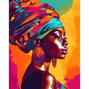 Figured'Art Peinture par Num&eacute;ro Adulte Dame africaine lumineuse - Activit&eacute; Manuelle Kit de Loisir Cr&eacute;atif DIY Num&eacute;ro d'Art Complet - 40x50cm sans ch&acirc;ssis en bois