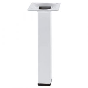 Amig - Pied carré pour meuble | Mod. 3 | 25 x 25 x 100 mm | Avec vis de réglage | Vis à 4 points | Résistance jusqu'à 15 kg/jambe | Acier blanc