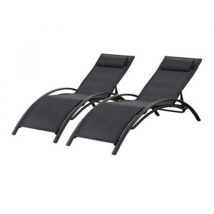 Lot de 2 bains de soleil en aluminium Beauty "Phoenix" Noir
