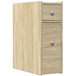 VidaXL Armoire De Salle De Bain Étroite Avec Roulettes Chêne Sonoma