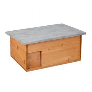 Relaxdays Maison h&eacute;risson r&eacute;sistant &agrave; l&rsquo;Hiver, Montage, &agrave; l&rsquo;abri des Chats,entr&eacute;e de Labyrinthe, HlP 21x46x34 cm, Bois