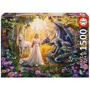 Image de Educa Puzzle de 1500 Pièces - Dragon, princesse et licorne