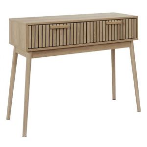 Pajan - Console 2 Tiroirs Effet Bois avec Tasseaux - Marron clair