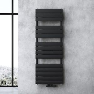 Radiateur de Salle de Bain Sèche-Serviette 140x60cm Radiateur à Eau Chaude Vertical Gris-Noir Sèche-serviettes de Salle de Bains - Noir-Gris - Sogood