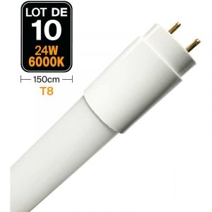 Europalamp Lot de 10 Tubes Neon LED 23W 150cm T8 Blanc Froid 6000k Gamme Pro
