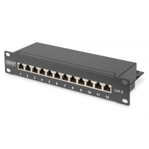 Digitus DN-91612S Tableau de connexions RJ-45 X 12 noir, RAL 9005 1U