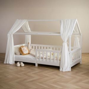 Idimex Rideaux de lit enfant en mousseline de coton, blanc