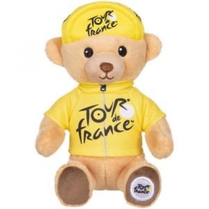Gipsy Toys &ndash; Peluche Ours &laquo; Maillot et Casquette vainqueur &eacute;tape Jaune &raquo; 15 cm &ndash; Peluche Officielle du Tour de France. Le Cadeau Parfait pour Les Amoureux du Cyclisme.