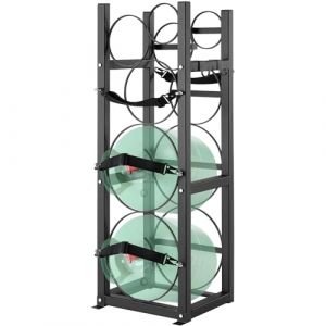 VEVOR Rack Bouteille de Gaz, Capacité 2x13,6 kg et 3 Autres Petits, Support de Cylindre de Réfrigérant 32,5x33x92,8 cm, Rayonnage Stockage en Acier pour Fréon, Gaz, Oxygène, Azote, Fluide Frigorigène