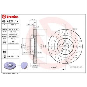 Brembo 09.a921.1 x Disque de frein