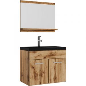 Meuble de salle de bain Montreal 02 Badplaats 60 cm noir - Chene - Armoire - Chêne