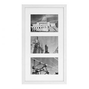 Songmics Cadre Photo, Support 3 Photos, 10 x 15 cm Chaque, Moderne, MDF, Protection Verre, Blanc RPF006W01