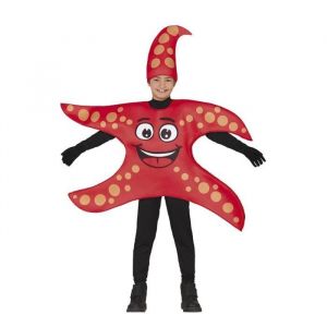 FIESTAS GUIRCA D&eacute;guisement &Eacute;toile de Mer P&eacute;tillante pour Gar&ccedil;ons ou Filles - Tunique et Chapeau &Eacute;toile de Mer Rouge - Costume Enfants - Unisexe &Acirc;ge 7-9 Ans
