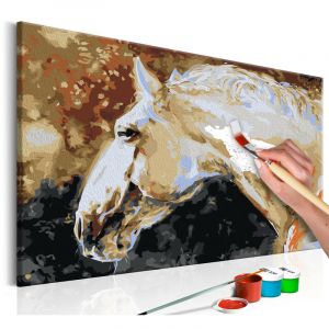 Artgeist Tableau &agrave; Peindre Soi-M&ecirc;me "Cheval Blanc" 40x60cm