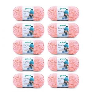 Gründl Funny uni, fil pour aiguilles & crochet (fil chenille à l’aspect velouté 100% polyester, 10 x 100 g / 120 m, grosseur d’aiguilles n° 5 à 6, 10 x 100 g), abricot