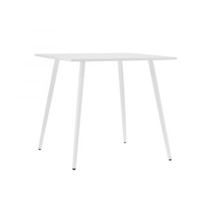 Loungitude Table à manger carrée square en métal blanc - 80x80 cm - Blanc