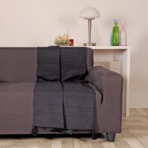 Atout Ciel Jet&eacute; de lit ou de canap&eacute;, 130x180cm, 70% Coton recycl&eacute; 30% Polyester, Gris Anthracite