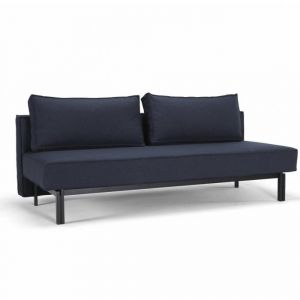 INNOVATION Canapé design SLY convertible lit 140*200 cm pieds métal noir, tissu Mixed Dance Blue - gris Living