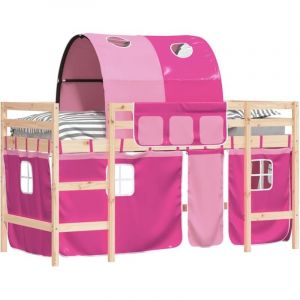 VidaXL Lit mezzanine enfants avec tunnel rose 80x200cm bois pin massif 863642 - Rose