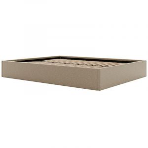 Vente-unique - Sommier coffre 160 x 200 cm en tissu - Taupe - pontos de ysmée