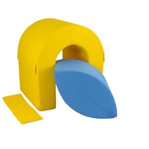 Set de 2 blocs en mousse jaune, vert, orange, bleu clair